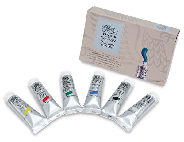 Winsor & Newton Designers Gouache 6-Color Primary Set, 14 ml Tubes (Winsor & Newton Designers Gouache)