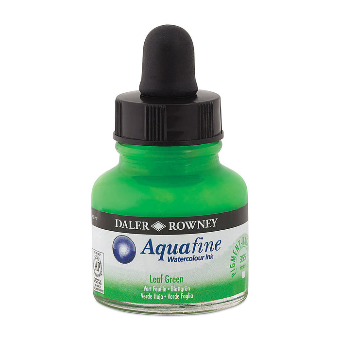 Leaf Green, 29.5ml Bottle (Daler-Rowney Aquafine Watercolour Ink)