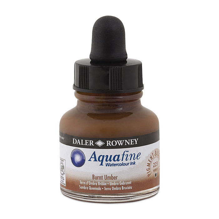 Burnt Umber, 29.5ml Bottle (Daler-Rowney Aquafine Watercolour Ink)