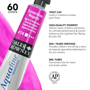 Quinacridone Magenta, 8ml Tube (Daler-Rowney Aquafine Watercolour)