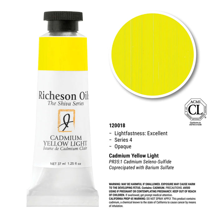 Richeson Oils Cadmium Yellow Light, 37 ml (Jack Richeson, The Shiva Series)