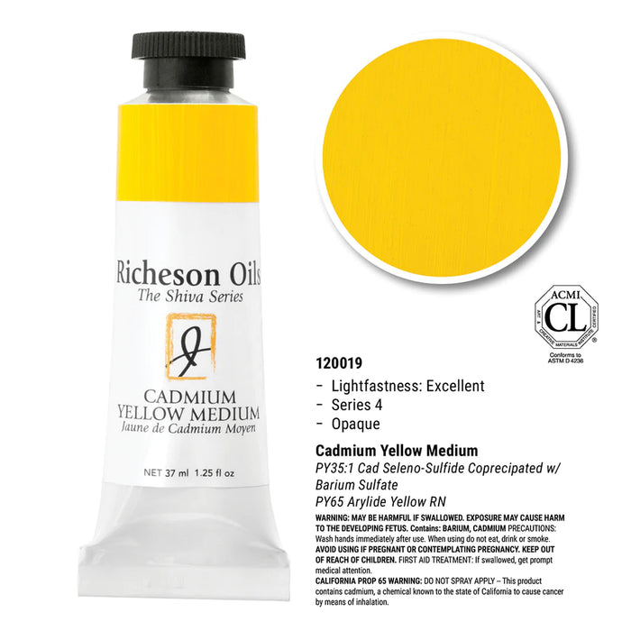 Richeson Oils Cadmium Yellow Medium, 37 ml (Jack Richeson, The Shiva Series)