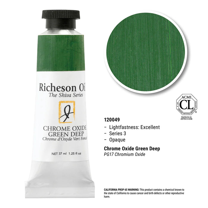 Richeson Oils Chrome Oxide Green Deep, 37 ml (Jack Richeson, The Shiva Series)