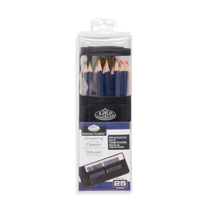 Essentials Drawing Pencils Wrap Set, 25 pieces (Royal & Langnickel)