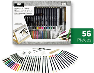 Essentials™ Sketch and Draw Flat Easel Art Set, 56 Piece (Royal & Langnickel)