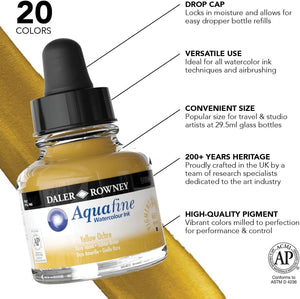 Yellow Ochre, 29.5ml Bottle (Daler-Rowney Aquafine Watercolour Ink)