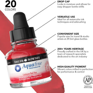 Cadmium Red Hue, 29.5ml Bottle (Daler-Rowney Aquafine Watercolour Ink)