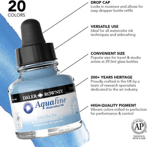 Cobalt Blue Hue, 29.5ml Bottle (Daler-Rowney Aquafine Watercolour Ink)