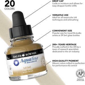 Gold Imit, 29.5ml Bottle (Daler-Rowney Aquafine Watercolour Ink)