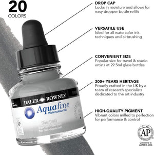 Silver Imit, 29.5ml Bottle (Daler-Rowney Aquafine Watercolour Ink)