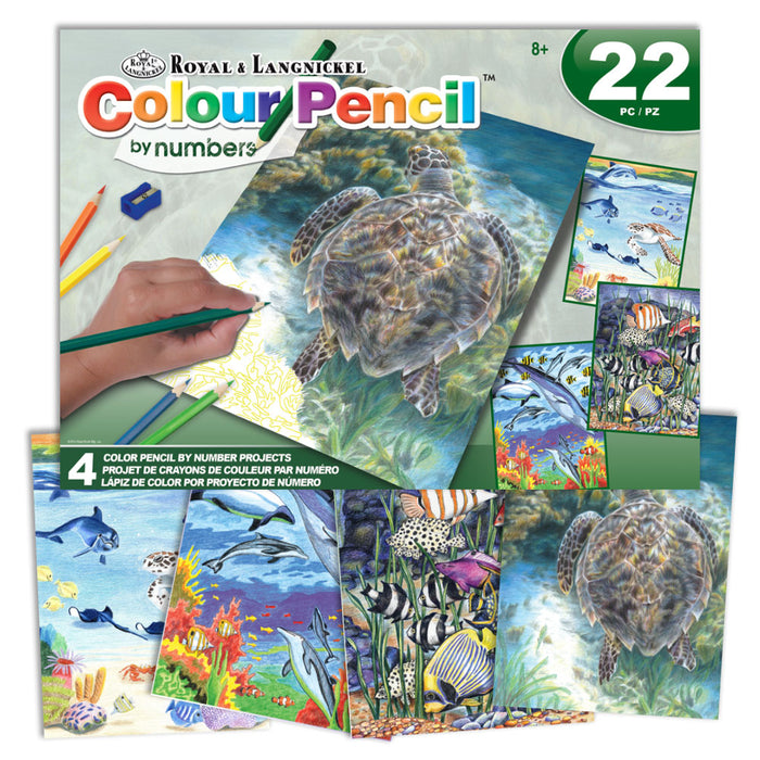 Colour Pencil By Numbers™ Sea Life Box Set, 22 pieces (Royal & Langnickel)