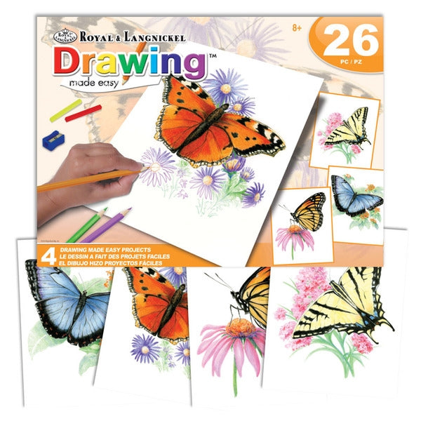 Drawing Made Easy™ Activity Set, Butterflies, 26 pieces (Royal & Langnickel)