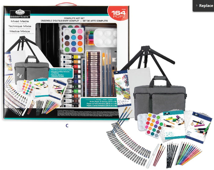 Essentials™ Mixed Media Travel Satchel Art Set with Easel, 164 Piece (Royal & Langnickel)