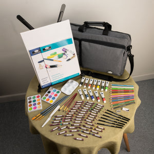 Essentials™ Mixed Media Travel Satchel Art Set with Easel, 164 Piece (Royal & Langnickel)