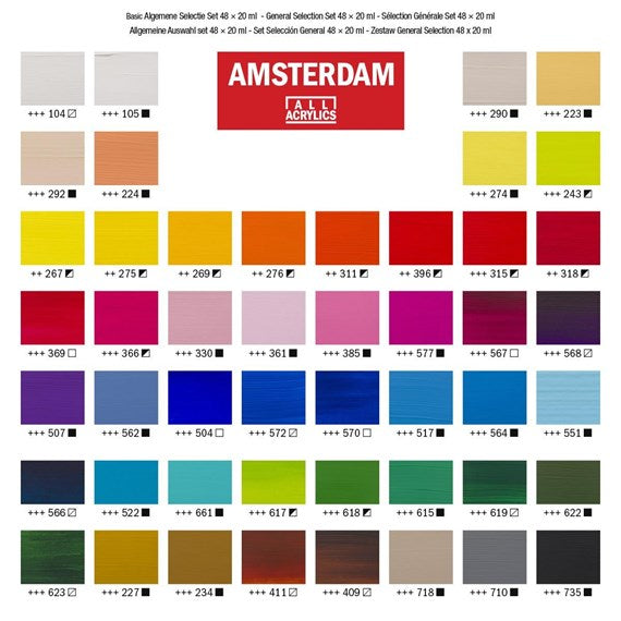 Amsterdam Standard Acrylic Paint Set of 36 x 20ml Tubes