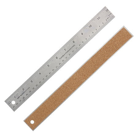 Alumicolor Stainless Steel Cork Backed Rulers